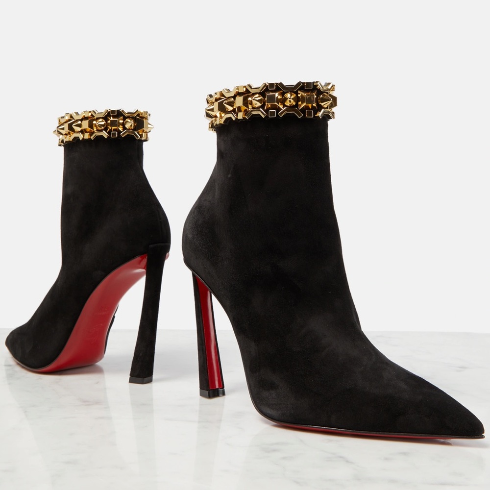Christian Louboutin Asteroispikes Booty Embellished Suede Ankle Boots Booties - Picture 5 of 16